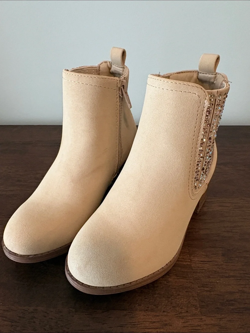 Girls MIA Tan Ankle Boots with Embellished Side Panel